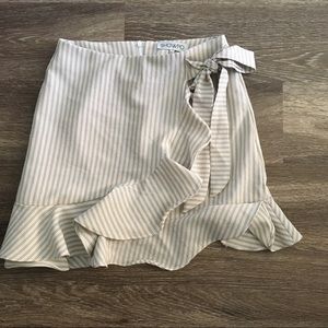 Nude Striped Tie Skirt